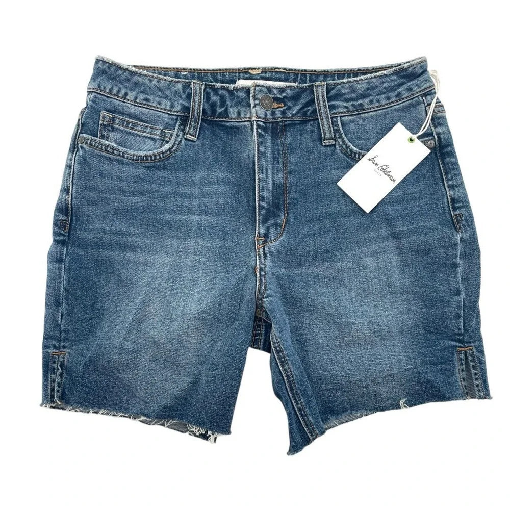 Sam Edelman Derby Bermuda Shorts Womens Blue Denim Marbella Size 4/27 NWT - Picture 2 of 10